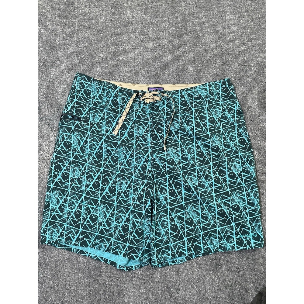 Patagonia Shorts Mens 40 Green All Over Pattern Beach Swim Ocean Outdoor VTG